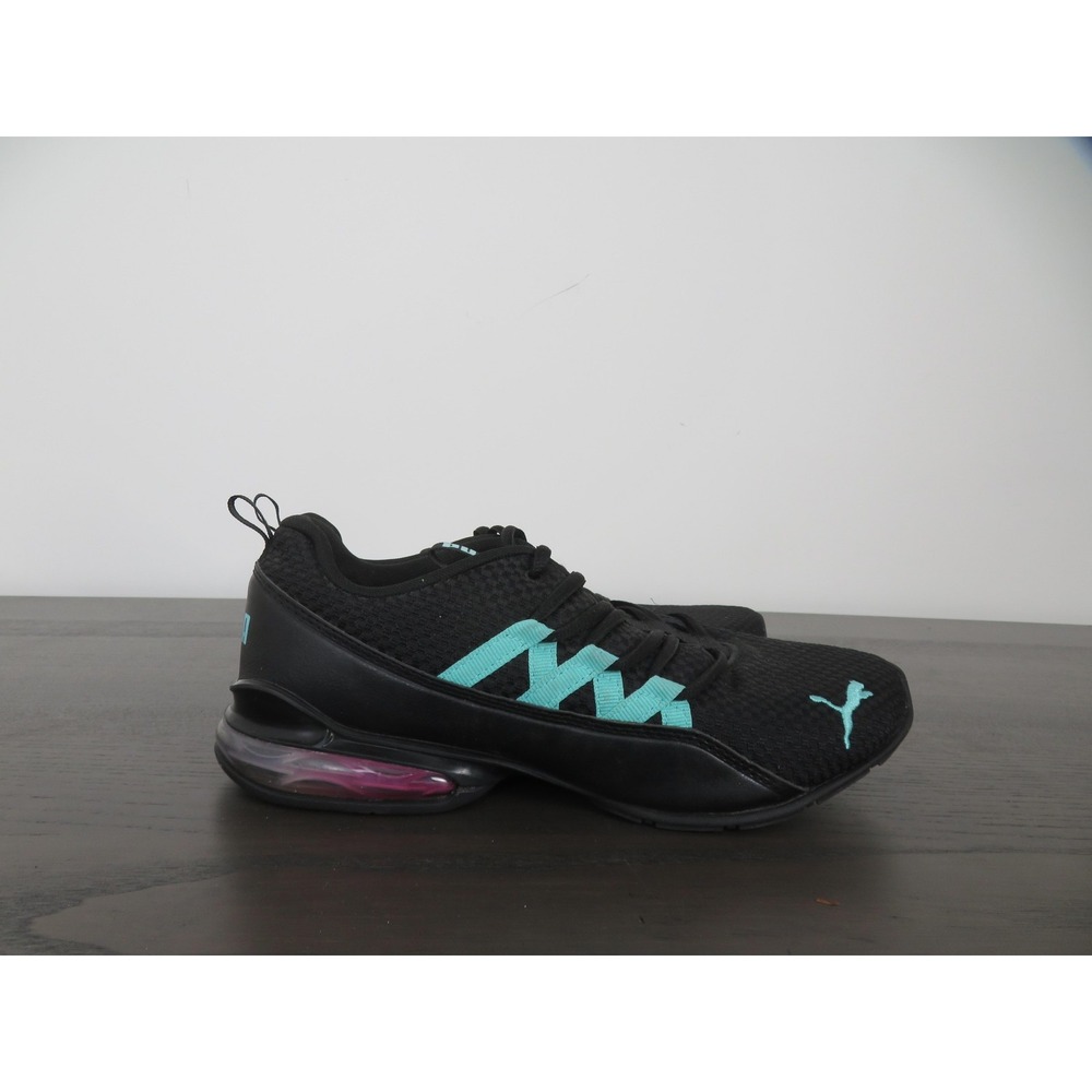 Puma Riaze Prowl Womens 9 Black Teal Mesh Sneakers 376022-01 Road Gym Athletic